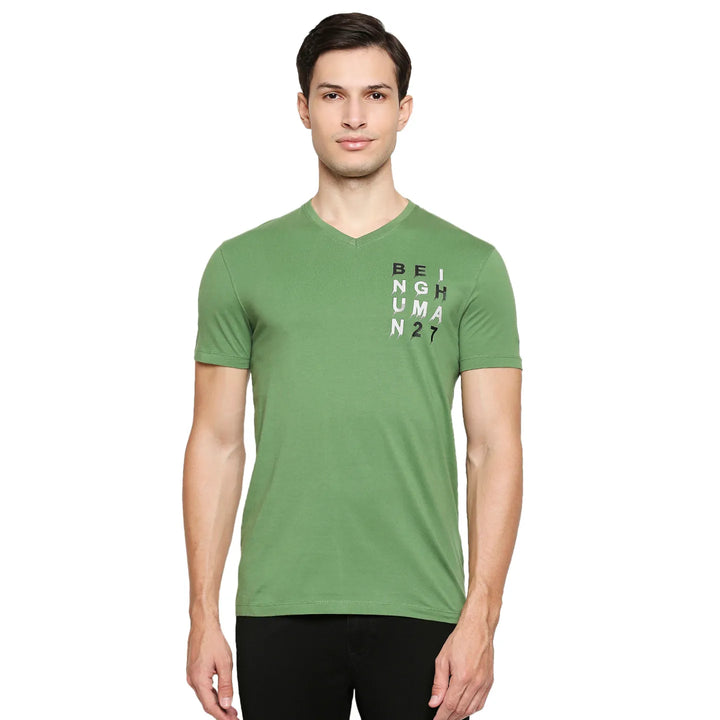 Green Regular Fit Men's Short Sleeves T-Shirt by Being Human Clothing