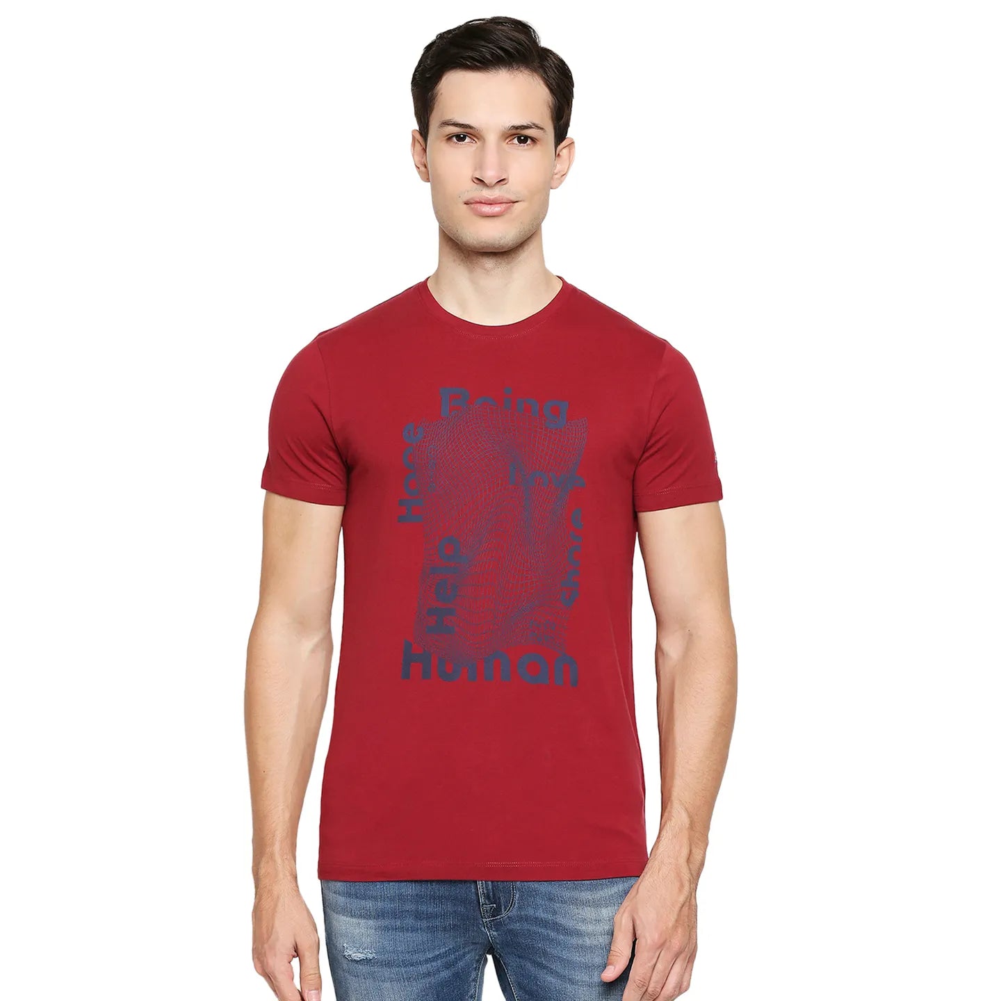 Red Regular Fit Men's Short Sleeves T-Shirt by Being Human Clothing