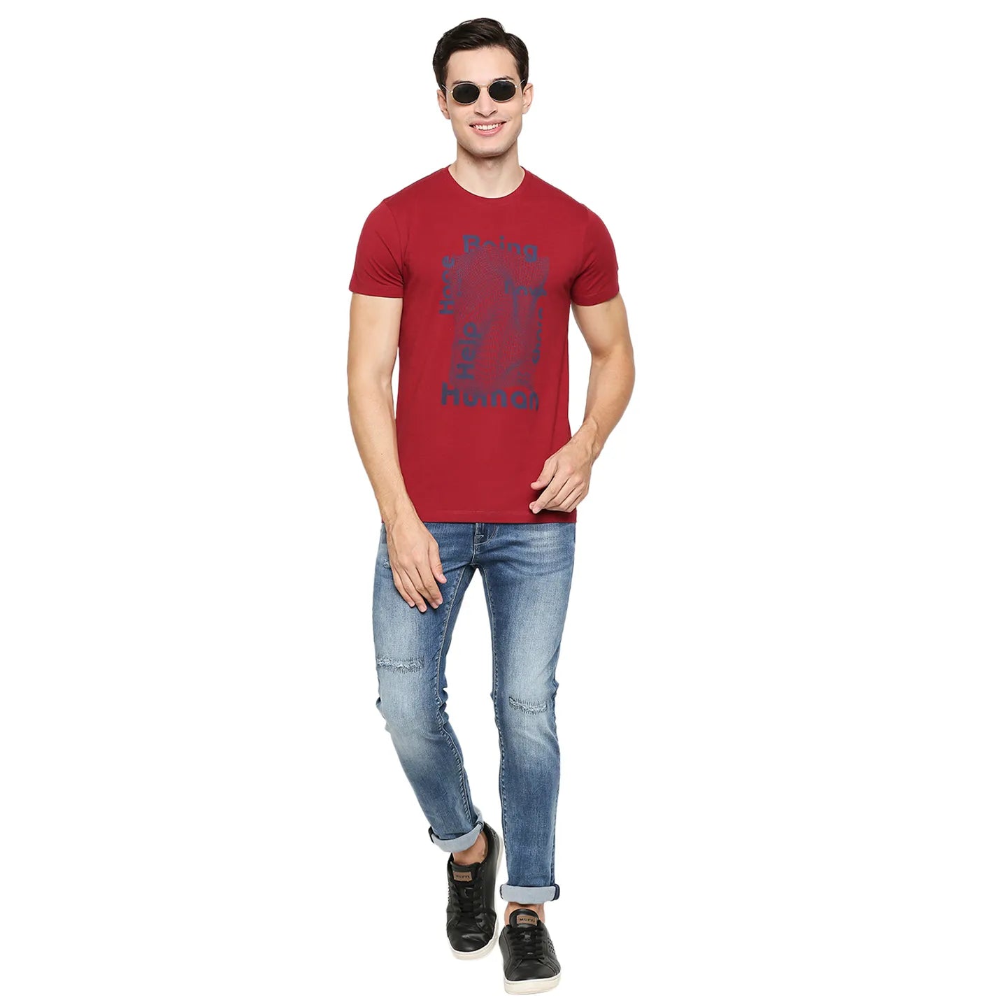 Red Regular Fit Men's Short Sleeves T-Shirt by Being Human Clothing