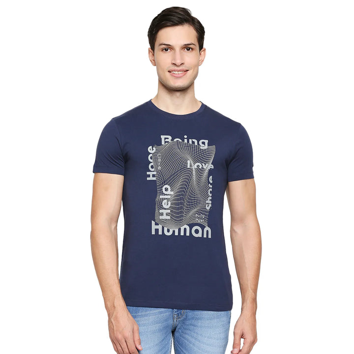 Blue Regular Fit Men's Short Sleeves T-Shirt by Being Human Clothing
