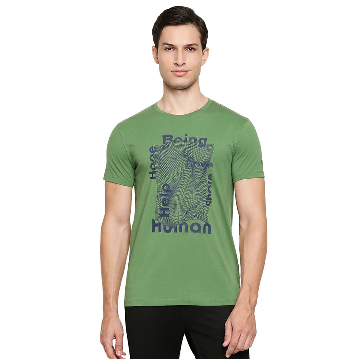 Green Regular Fit Men's Short Sleeves T-Shirt by Being Human Clothing