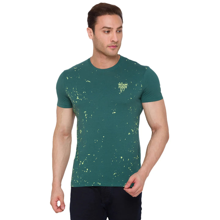 Green Regular Fit Men's Short Sleeves T-Shirt by Being Human Clothing