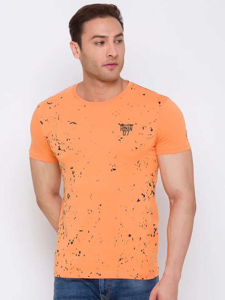 Orange Regular Fit Men's Short Sleeves T-Shirt by Being Human Clothing