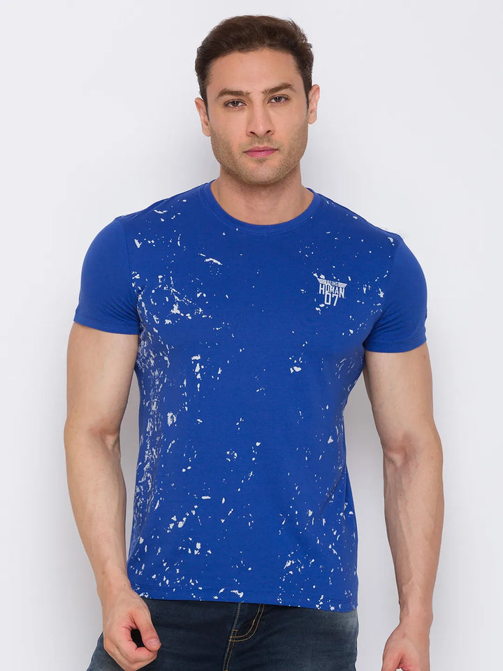Blue Regular Fit Men's Short Sleeves T-Shirt by Being Human Clothing