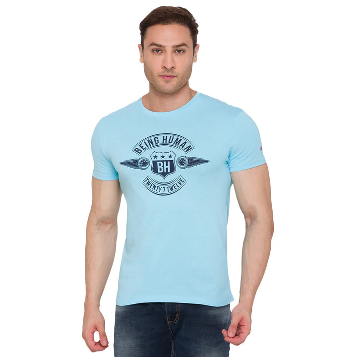 Blue Regular Fit Men's Short Sleeves T-Shirt by Being Human Clothing
