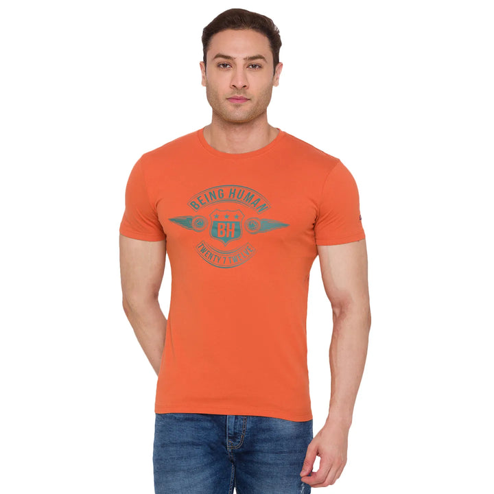 Rust Regular Fit Men's Short Sleeves T-Shirt by Being Human Clothing