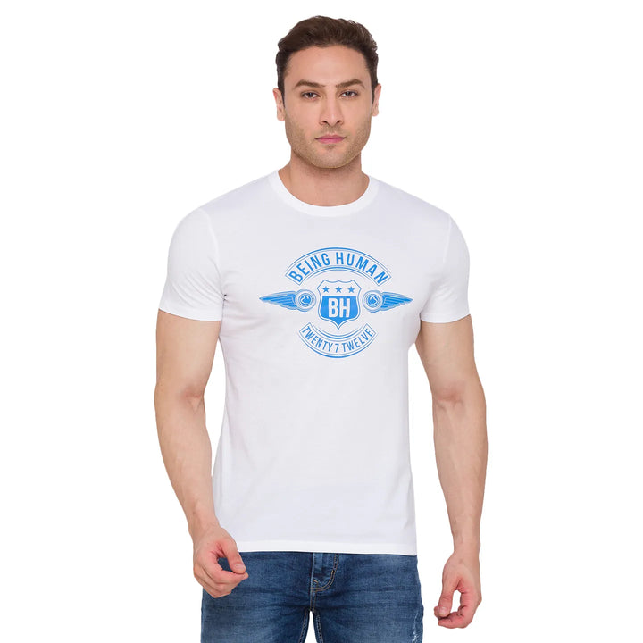 White Regular Fit Men's Short Sleeves T-Shirt by Being Human Clothing