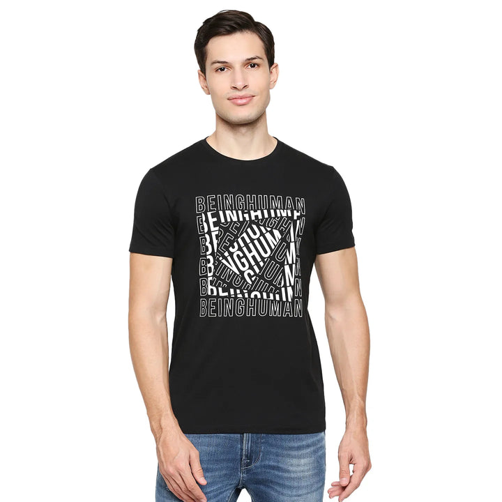 Black Regular Fit Men's Short Sleeves T-Shirt by Being Human Clothing