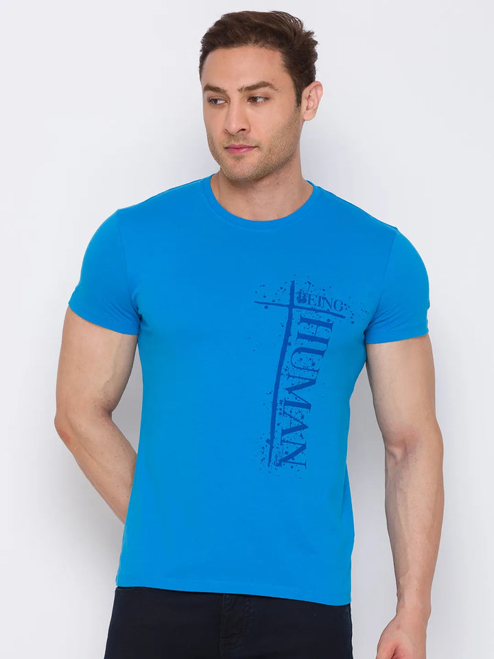 Blue Regular Fit Men's Short Sleeves T-Shirt