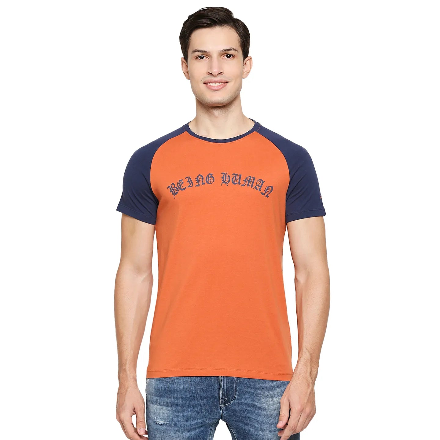 Rust Regular Fit Round Neck Men's T-Shirt by Being Human Clothing