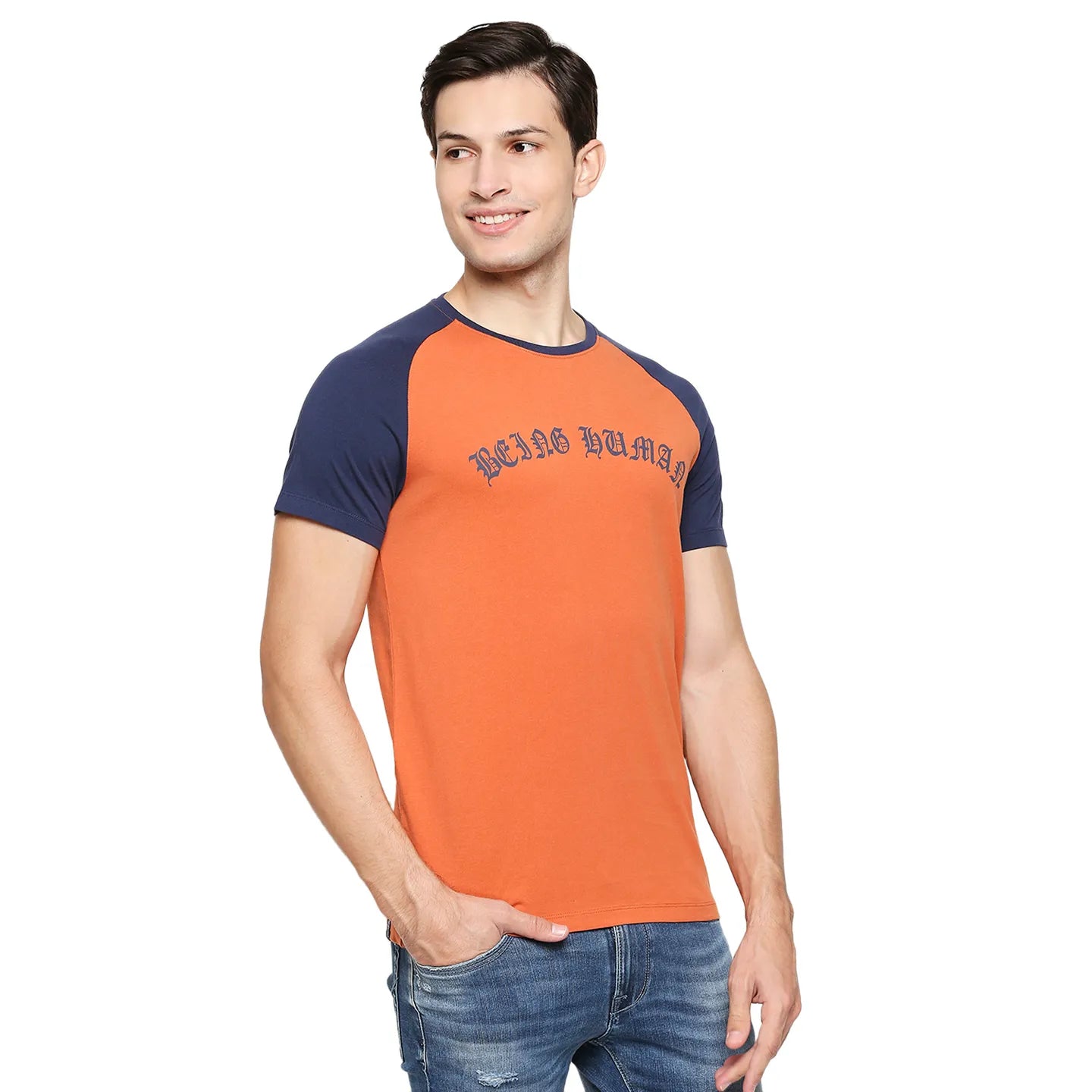 Rust Regular Fit Round Neck Men's T-Shirt by Being Human Clothing