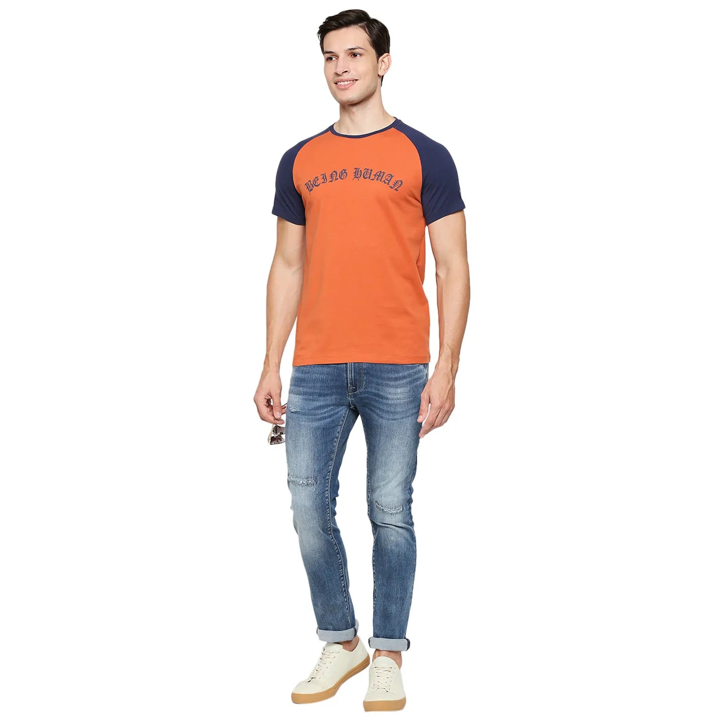 Rust Regular Fit Round Neck Men's T-Shirt by Being Human Clothing