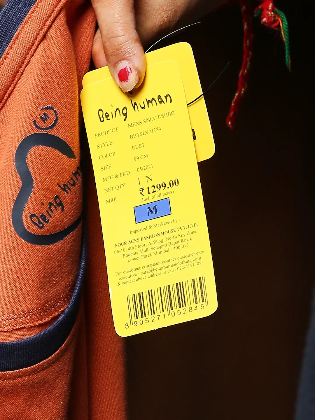 Rust Regular Fit Round Neck Men's T-Shirt by Being Human Clothing