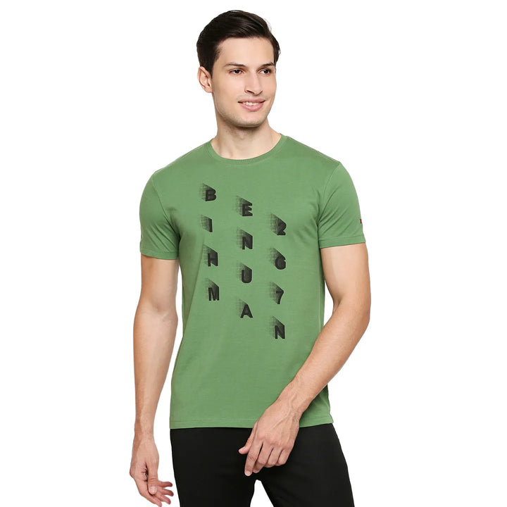 Green Regular Fit Men's Short Sleeves T-Shirt by Being Human Clothing
