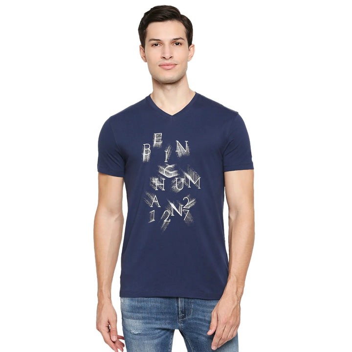 Blue Regular Fit Men's Short Sleeves T-Shirt by Being Human Clothing