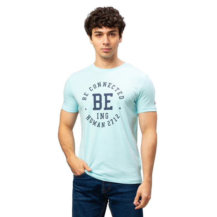 Blue Regular Fit Men's Short Sleeves T-Shirt by Being Human Clothing