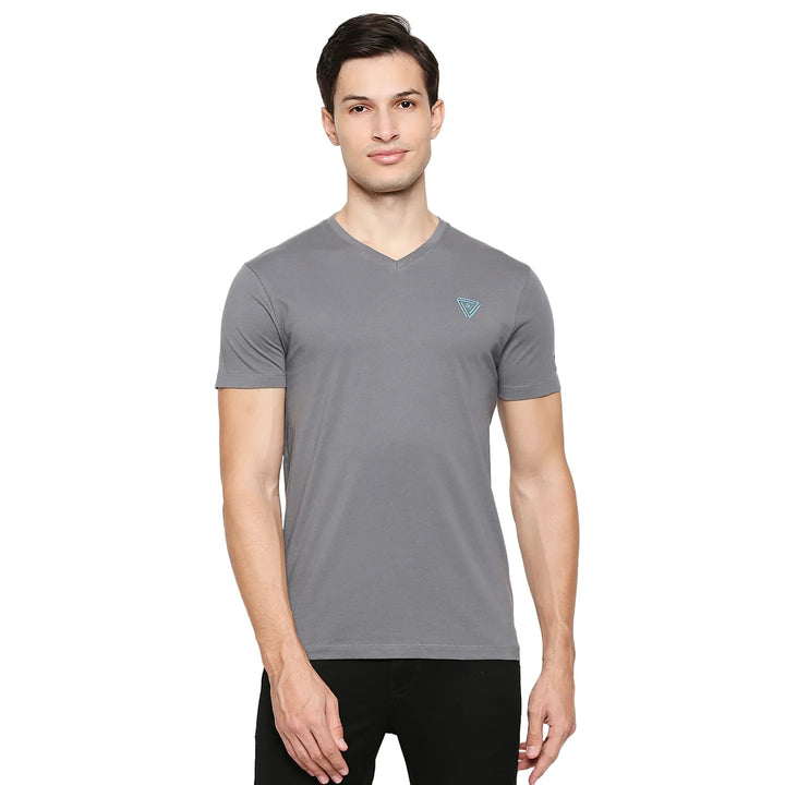 Grey Regular Fit Men's Short Sleeves T-Shirt by Being Human Clothing