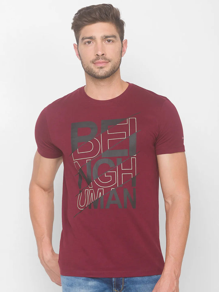 Wine Regular Fit Men's Short Sleeves T-Shirt by Being Human Clothing