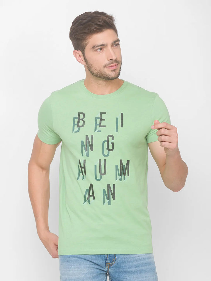 Green Regular Fit Men's Short Sleeves T-Shirt by Being Human Clothing