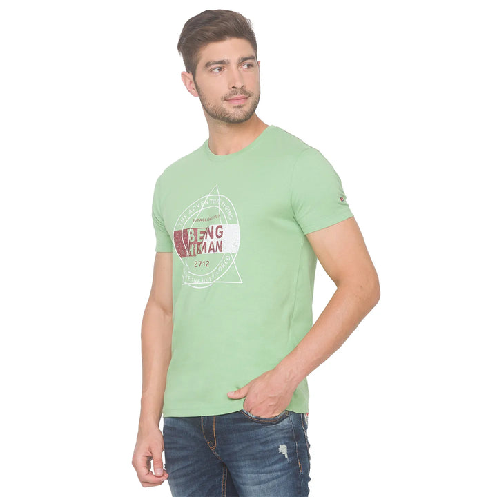 Green Regular Fit Men's Short Sleeves T-Shirt by Being Human Clothing