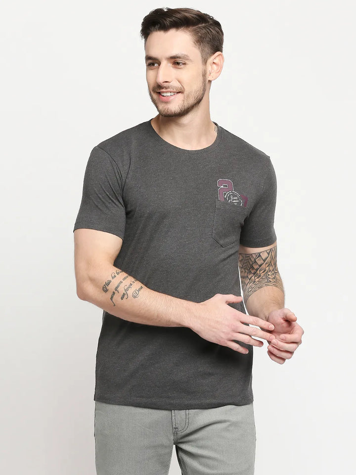 Grey Regular Fit Men's Short Sleeves T-Shirt by Being Human Clothing