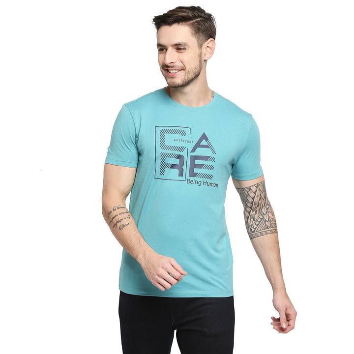 Blue Regular Fit Men's Short Sleeves T-Shirt by Being Human Clothing