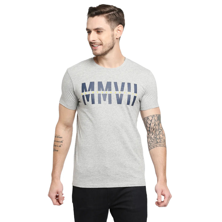 Grey Regular Fit Men's Short Sleeves T-Shirt by Being Human Clothing