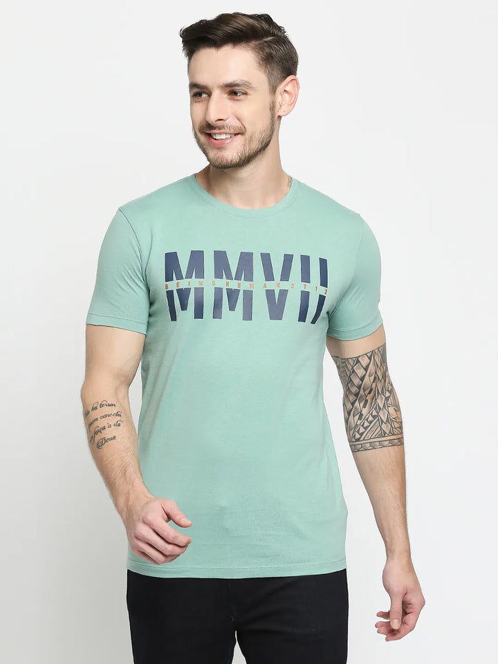 Green Regular Fit Men's Short Sleeves T-Shirt by Being Human Clothing