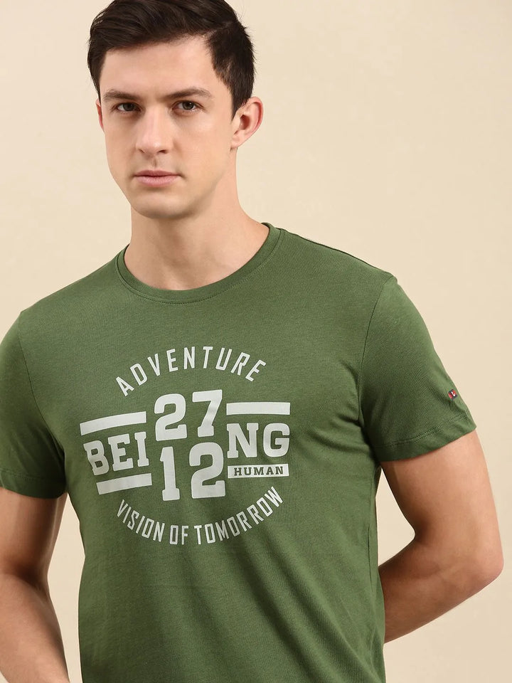 Green Regular Fit Men's Short Sleeves T-Shirt by Being Human Clothing