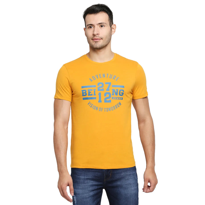Yellow Regular Fit Men's Short Sleeves T-Shirt by Being Human Clothing