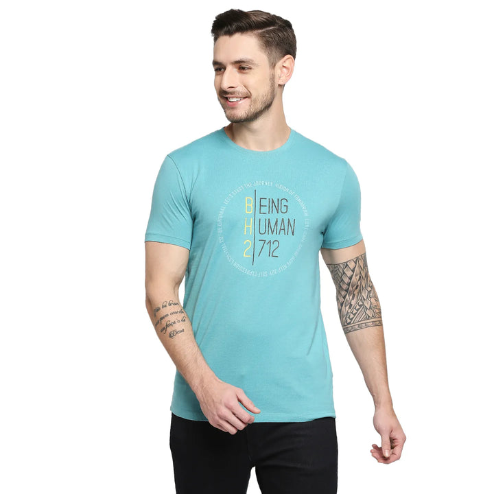 Blue Regular Fit Men's Short Sleeves T-Shirt by Being Human Clothing