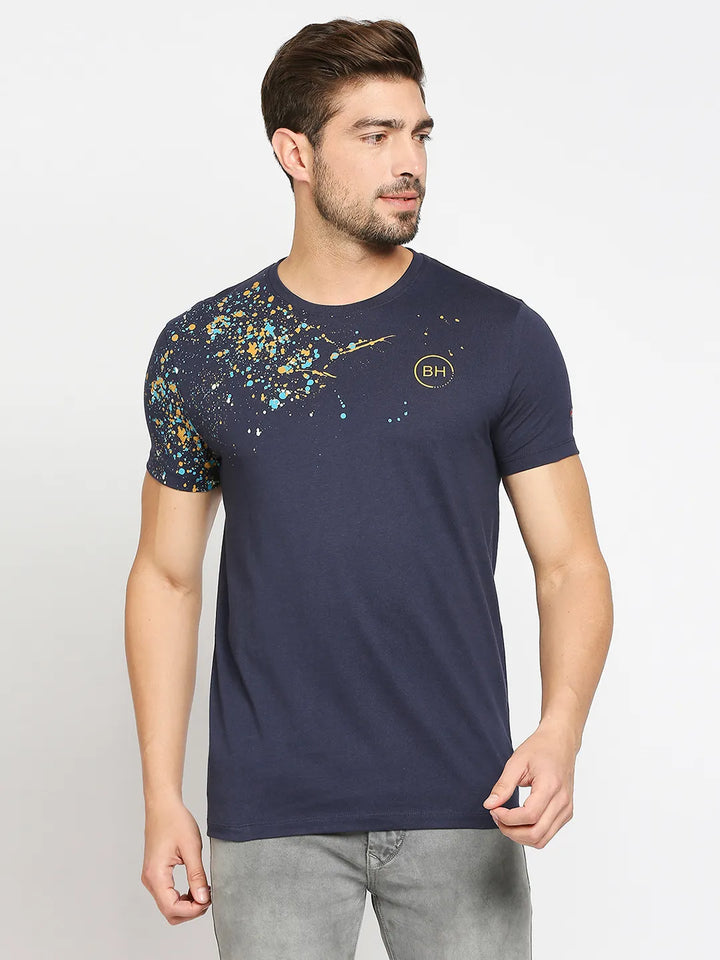 Blue Regular Fit Men's Short Sleeves T-Shirt by Being Human Clothing