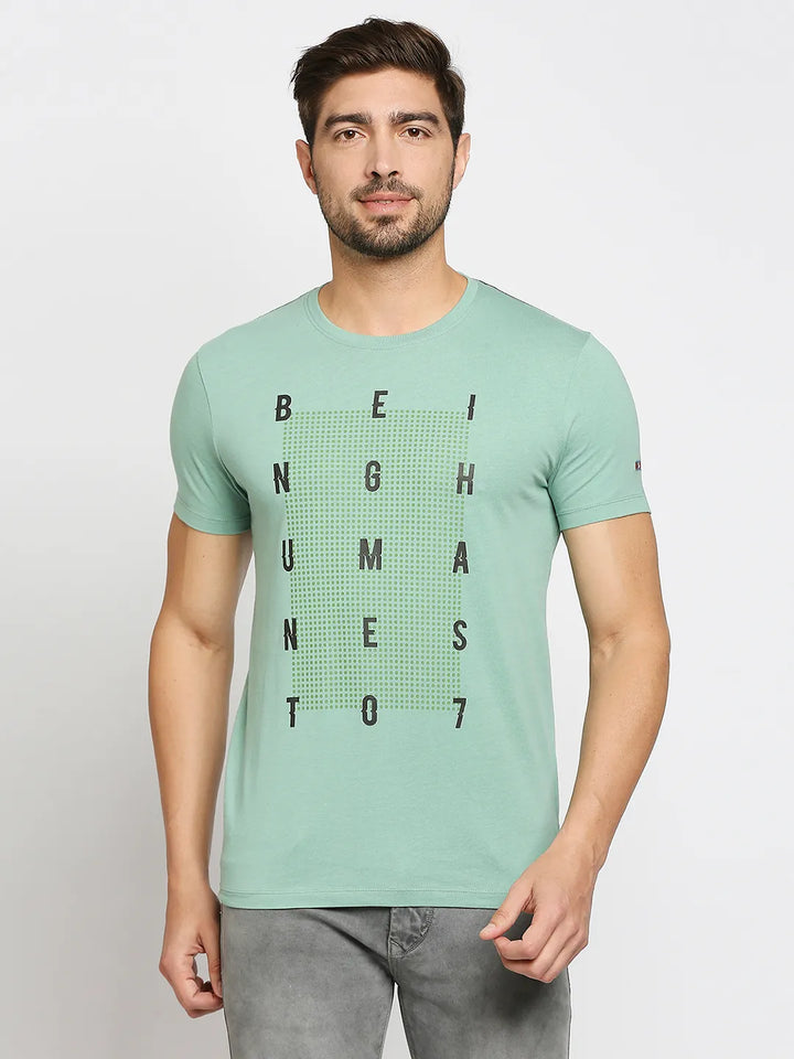 Green Regular Fit Men's Short Sleeves T-Shirt by Being Human Clothing