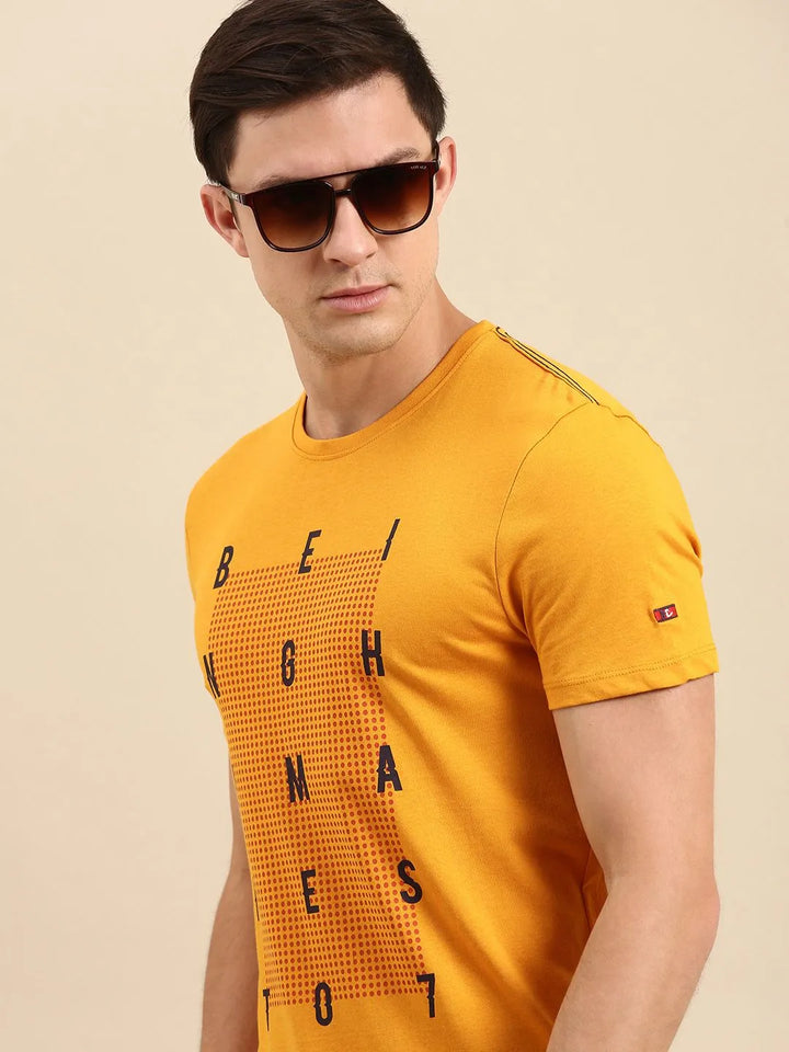 Yellow Regular Fit Men's Short Sleeves T-Shirt by Being Human Clothing