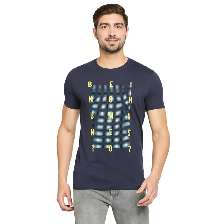 Blue Regular Fit Men's Short Sleeves T-Shirt by Being Human Clothing