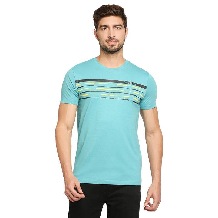 Blue Regular Fit Men's Short Sleeves T-Shirt by Being Human Clothing