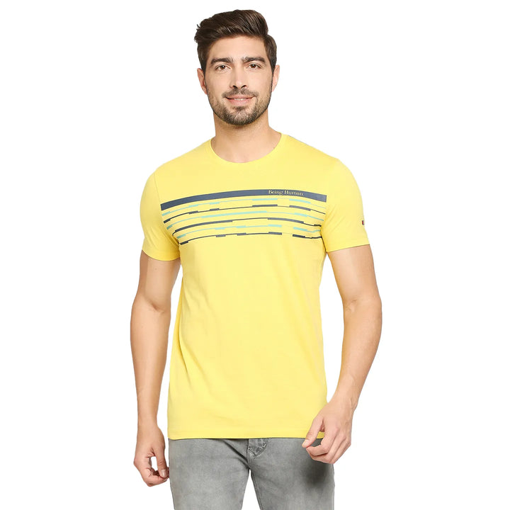 Yellow Regular Fit Men's Short Sleeves T-Shirt by Being Human Clothing