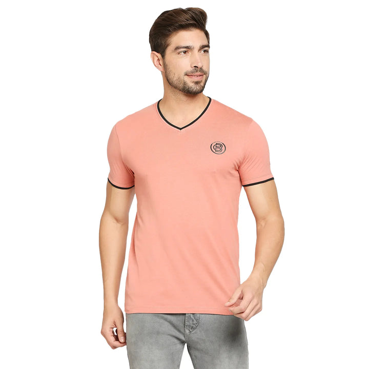 Pink Regular Fit Men's Short Sleeves T-Shirt by Being Human Clothing