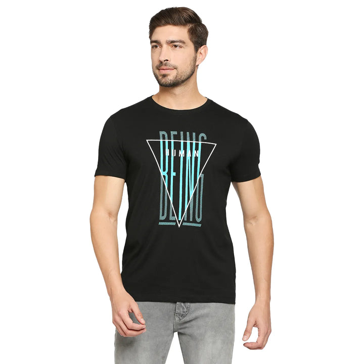 Black Regular Fit Men's Short Sleeves T-Shirt by Being Human Clothing