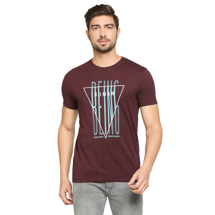 Red Regular Fit Men's Short Sleeves T-Shirt by Being Human Clothing