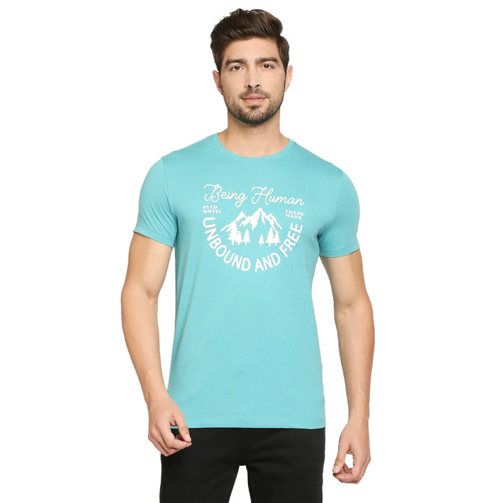 Blue Regular Fit Men's Short Sleeves T-Shirt by Being Human Clothing
