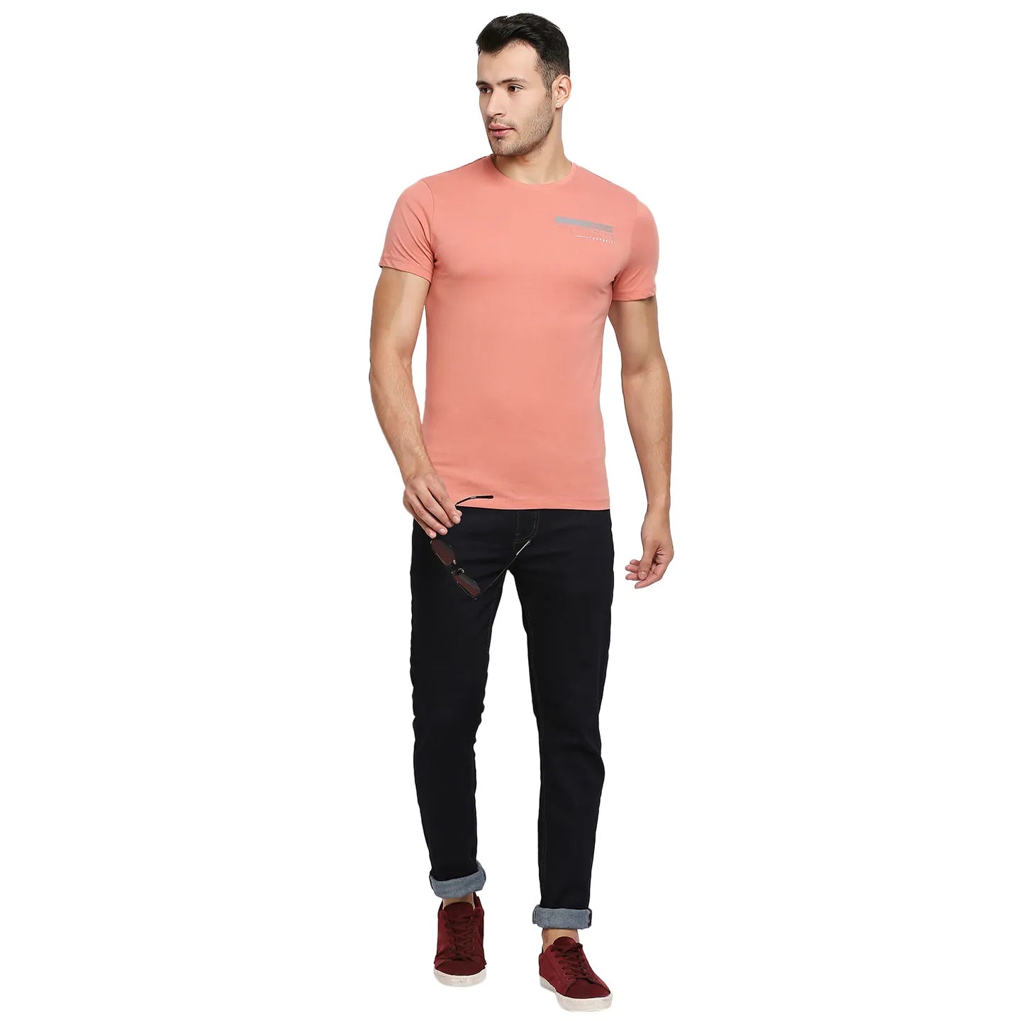 Red Regular Fit Men's Short Sleeves T-Shirt by Being Human Clothing