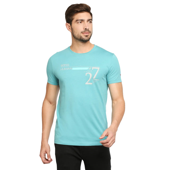 Blue Regular Fit Men's Short Sleeves T-Shirt by Being Human Clothing