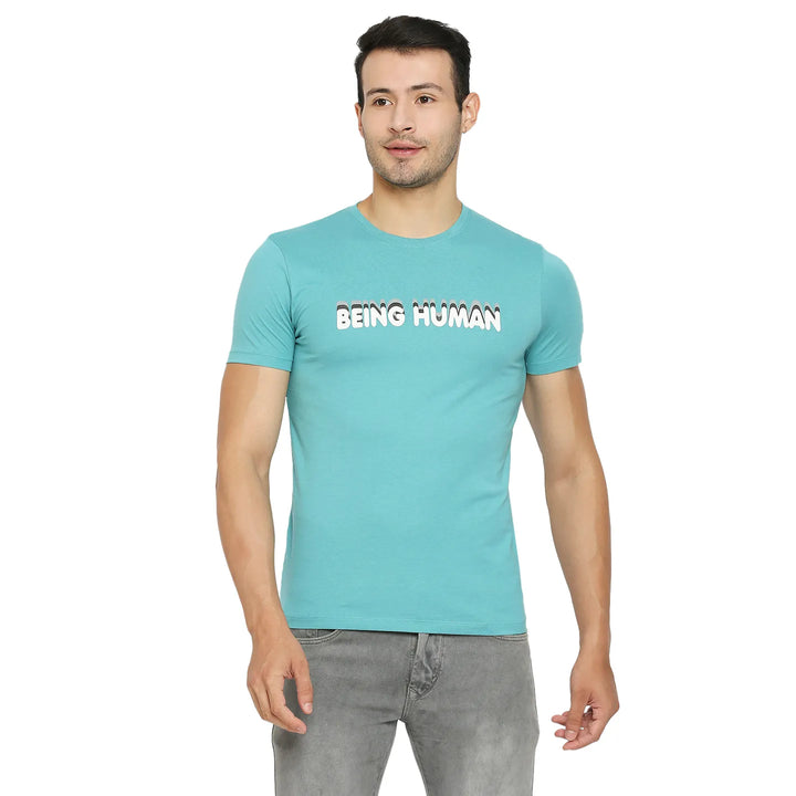 Blue Regular Fit Men's Short Sleeves T-Shirt by Being Human Clothing