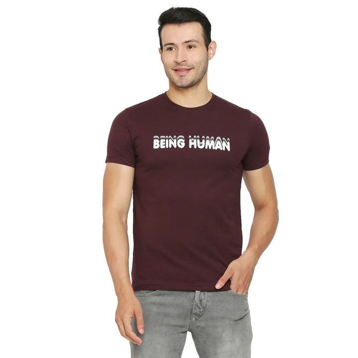 Dark Wine Regular Fit Men's Short Sleeves T-Shirt by Being Human Clothing