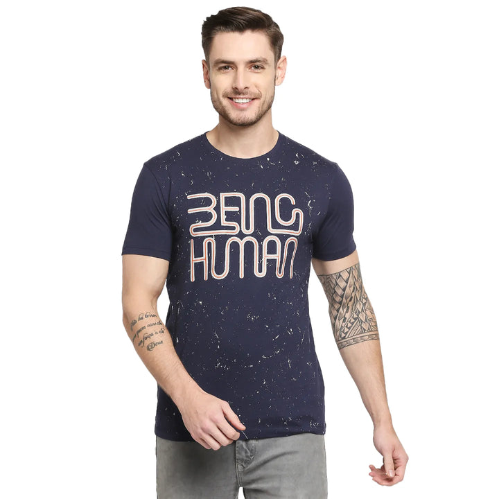 Blue Regular Fit Men's Short Sleeves T-Shirt by Being Human Clothing