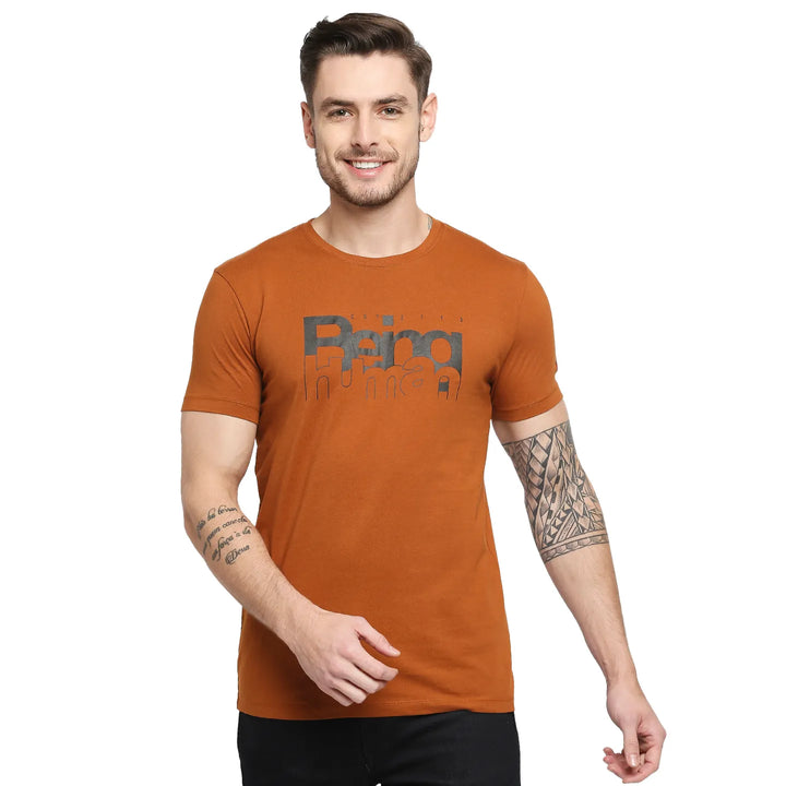 Rust Regular Fit Men's Short Sleeves T-Shirt by Being Human Clothing