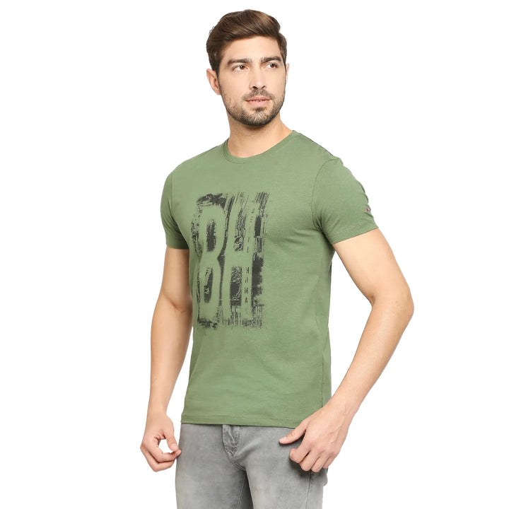 Green Regular Fit Men's Short Sleeves T-Shirt by Being Human Clothing
