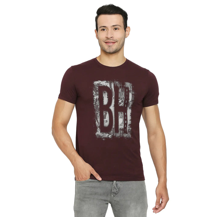 Dark Wine Regular Fit Men's Short Sleeves T-Shirt by Being Human Clothing