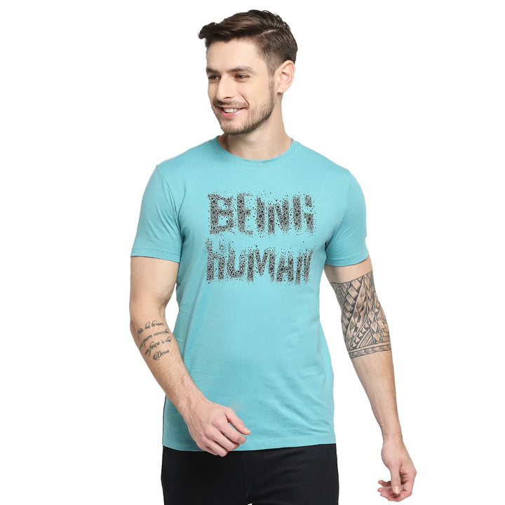 Blue Regular Fit Men's Short Sleeves T-Shirt by Being Human Clothing